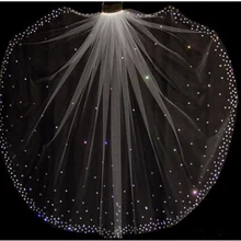 Горячая Распродажа, блестящая Высококачественная свадебная вуаль с 1 слоем кристаллов и гребнем, аксессуары для невесты белого цвета и цвета слоновой кости