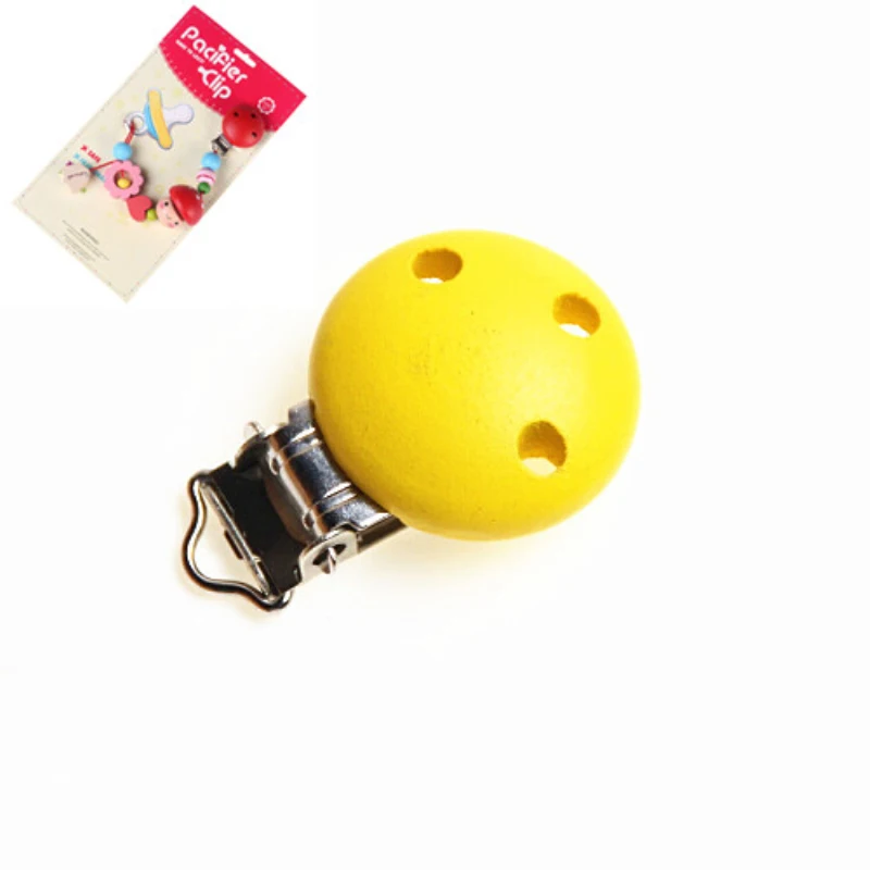 

Child Nipple Funny Pacifier Holder Yellow Wooden Baby Pacifier Clips Holders Cute Pacifier Clasps 5pcs/lot