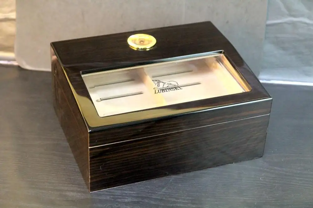 COHIBA Ebony President cigar box Шкаф из кедрового дерева lubinski Humidors увлажняющая Коробка Чехол подарок Metropolis влажность сигар - Цвет: Черный