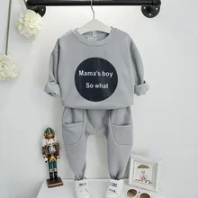 Детская одежда для девочек и мальчиков, толстовка с буквенным принтом, топы, брюки, повседневная детская одежда на весну