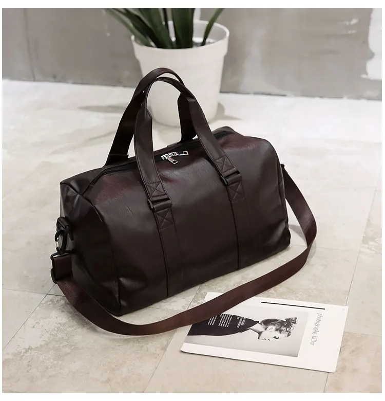Большая вместительная мужская сумка черного цвета из искусственной кожи, сумки для путешествий, мужские сумки для багажа, мужские большие чемоданы, сумка на плечо