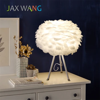 

Nordic Modern White LED Table Lights Fixtures Feather Reading Lamp Bedside Desk Lamp Bedroom Small Table Light Luminaria Avize