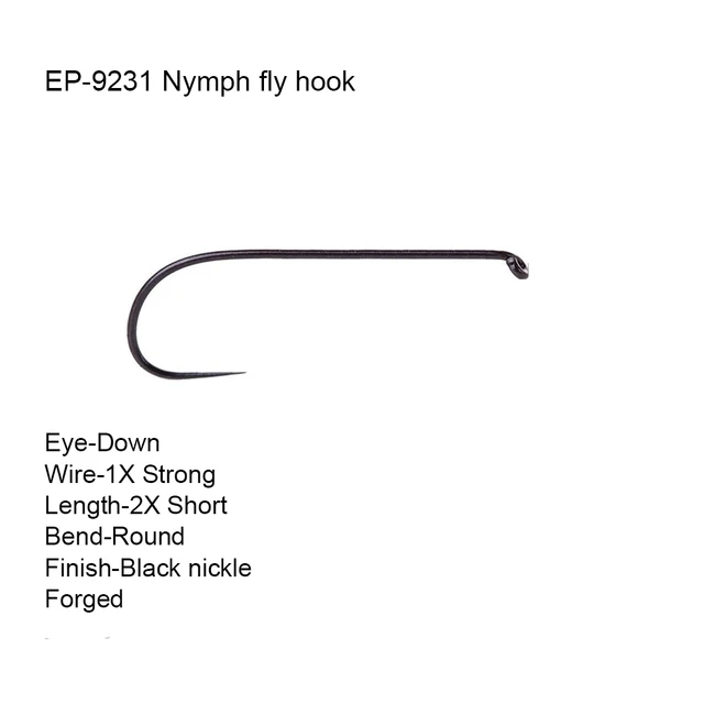 Eupheng Plus 25pcs EP-9231 Down Eye Competition Fly Hooks Nymph