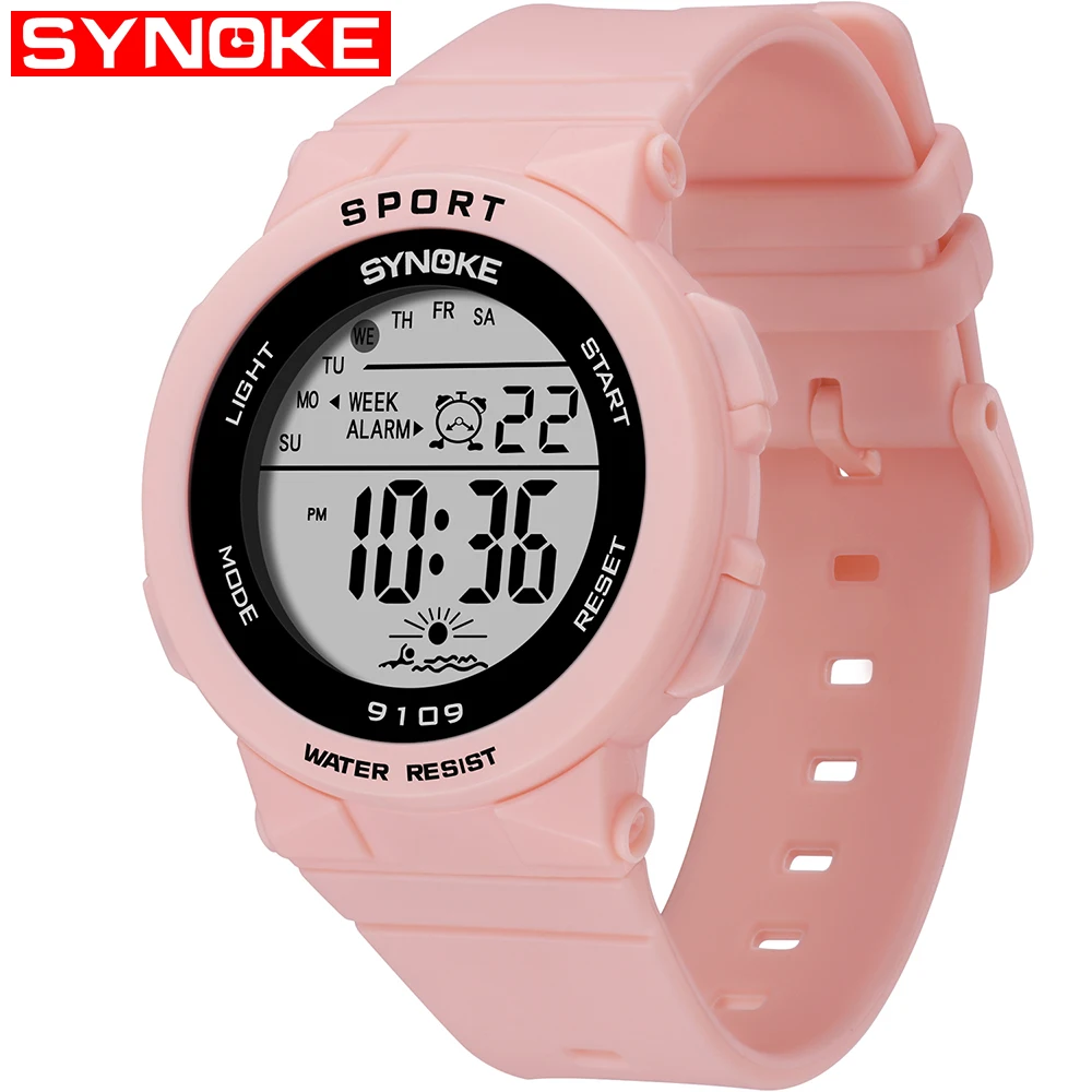

SYNOKE Lady Digital Watch Student Fashion Multifunctional Waterproof Korean Women Watch Colorful Back Light Men Women Relogio
