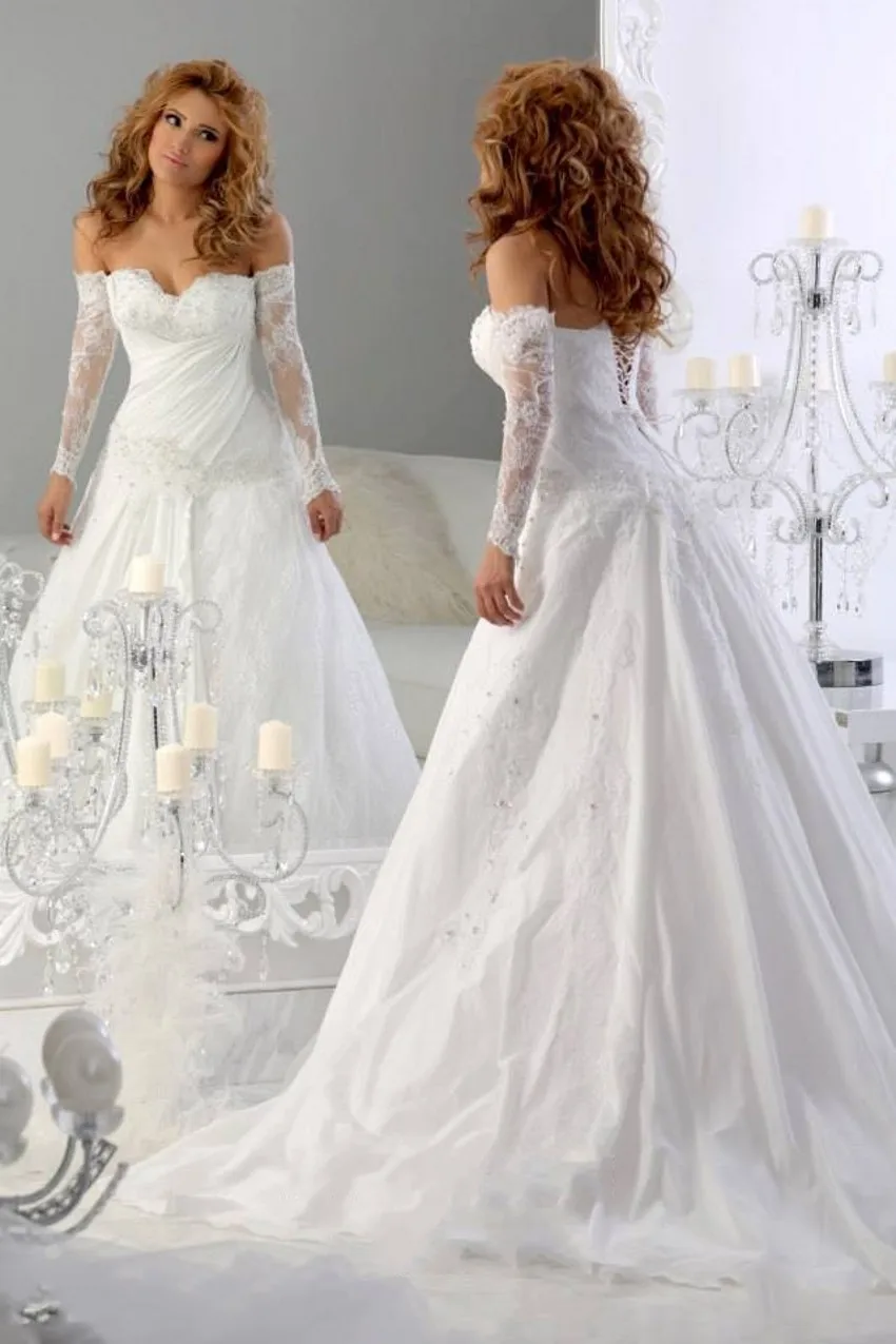 2016 Stunning Off Shoulder Long Sleeve Wedding Dresses Arabic Style 2016 Stunning Off Shoulder Long Sleeve Wedding Dresses Arabic Style Lace Bridal Gowns Train In From Weddings Events On Aliexpress