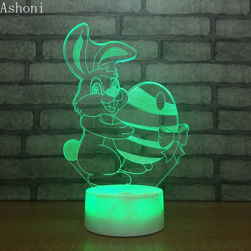 

Cute Rabbit Easter Egg 3D Table Lamp Novelty LED Night light Home Decor 7 Color Change Night Kids Easter Day Gifts