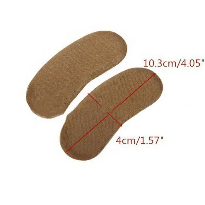 1 Pair BROWN Extra Sticky Fabric Shoe Heel Inserts Insoles Pads Cushion Grips 