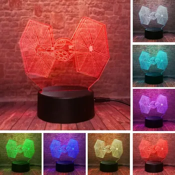

Star Wars 3D Force Awakens Tie Fighter Figure Lamp Visual 7 Color Change Night Light Visual Table Child New Year Birthday Gifts