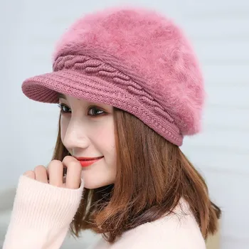 

oZyc Winter Warm Women Knitted Hats Beanies Female Rabbit Fur Cap Autumn Winter Ladies Fashion Hat Skullies Beanies
