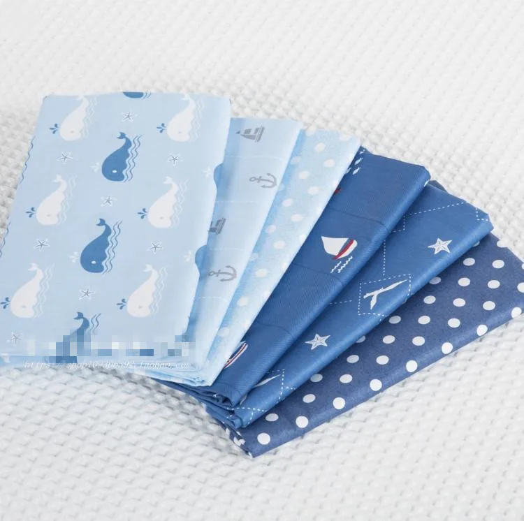 6pcs/lot ocean Style Cotton Fabric Patchwork Tissue Cloth Of Handmade DIY Quilting Sewing Baby &amp Children Sheets Dress Material | Дом и сад