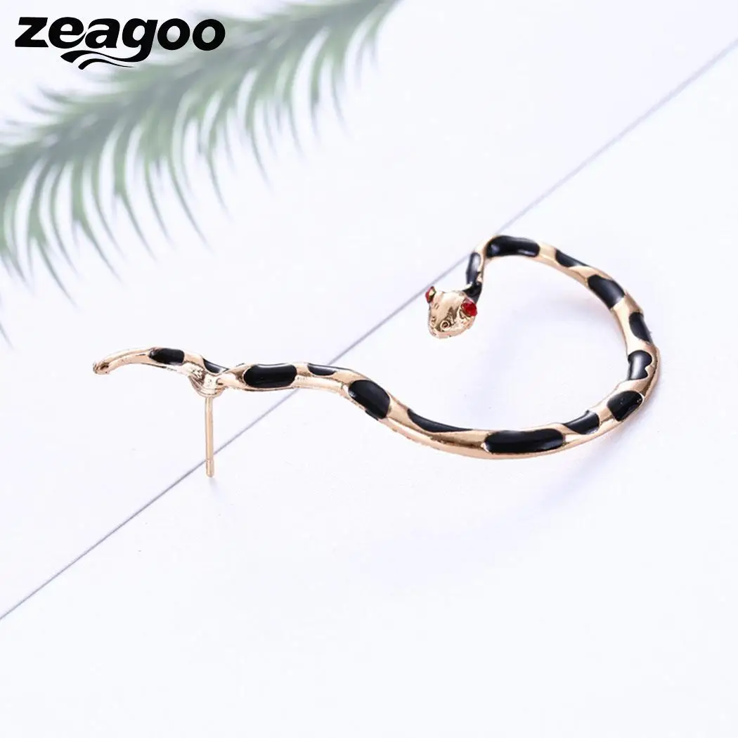 Zeagoo модные женские серьги гвоздики в форме змеи золотой черный цвет подарок