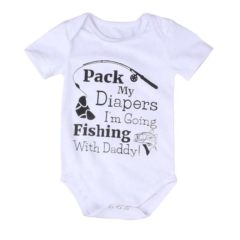 

Summer Style Baby Girls Clothes Baby Rompers fishing print Newborn Infant Baby Boy Brand Clothing Romper