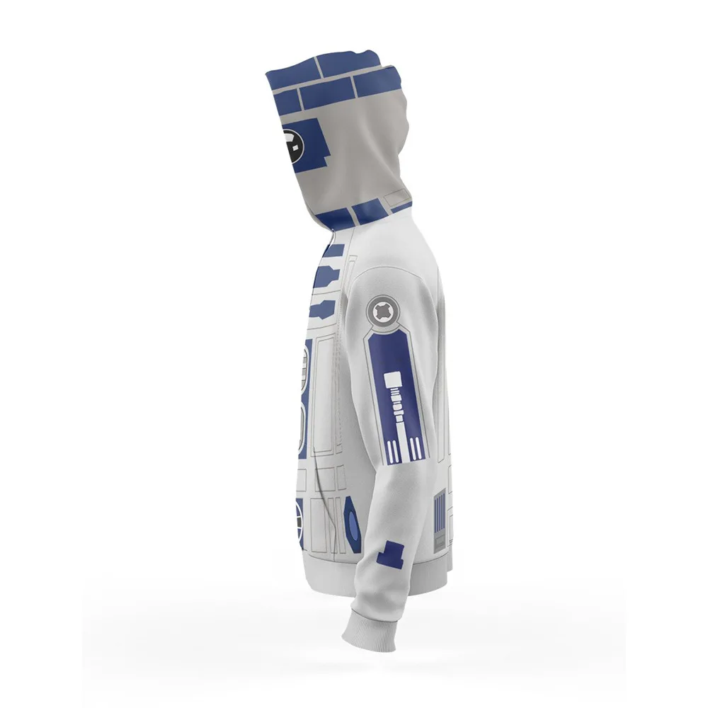 Звездные войны R2D2-3D робот Косплей Костюм Толстовка костюм с капюшоном Уличная толстовки на молнии Hoddies одежда