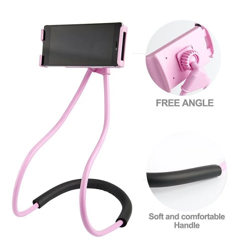 

360 Degree Lazy Neck Mobile Phone Holder Phone Selfie Holder For Android for IPhone 7 6s X Bracket Smartphone Selfie Stick