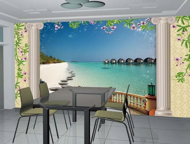 Wall Murals Wallpaper Bathroom Sea View Roman Column Wall Murals Wallpaper Bathroom Sea View Roman Column Background Photo
