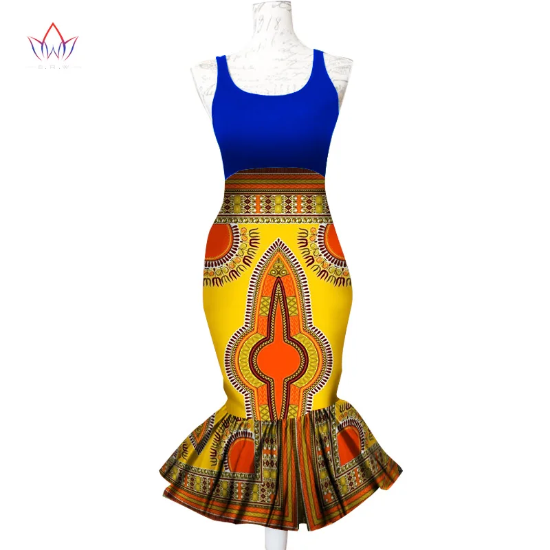 Летняя женская одежда нового дизайна в африканском стиле Одежда для Для женщин в африканском стиле с принтом Юбка-миди годе, юбка-рыбка средней длины с принтом юбки WY1352