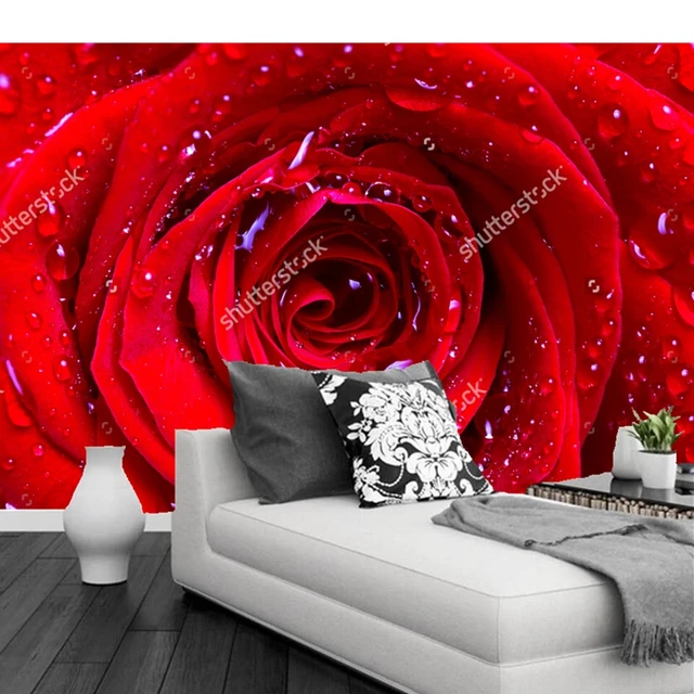 Custom flowers wallpaper 3D, red rose murals for the living room