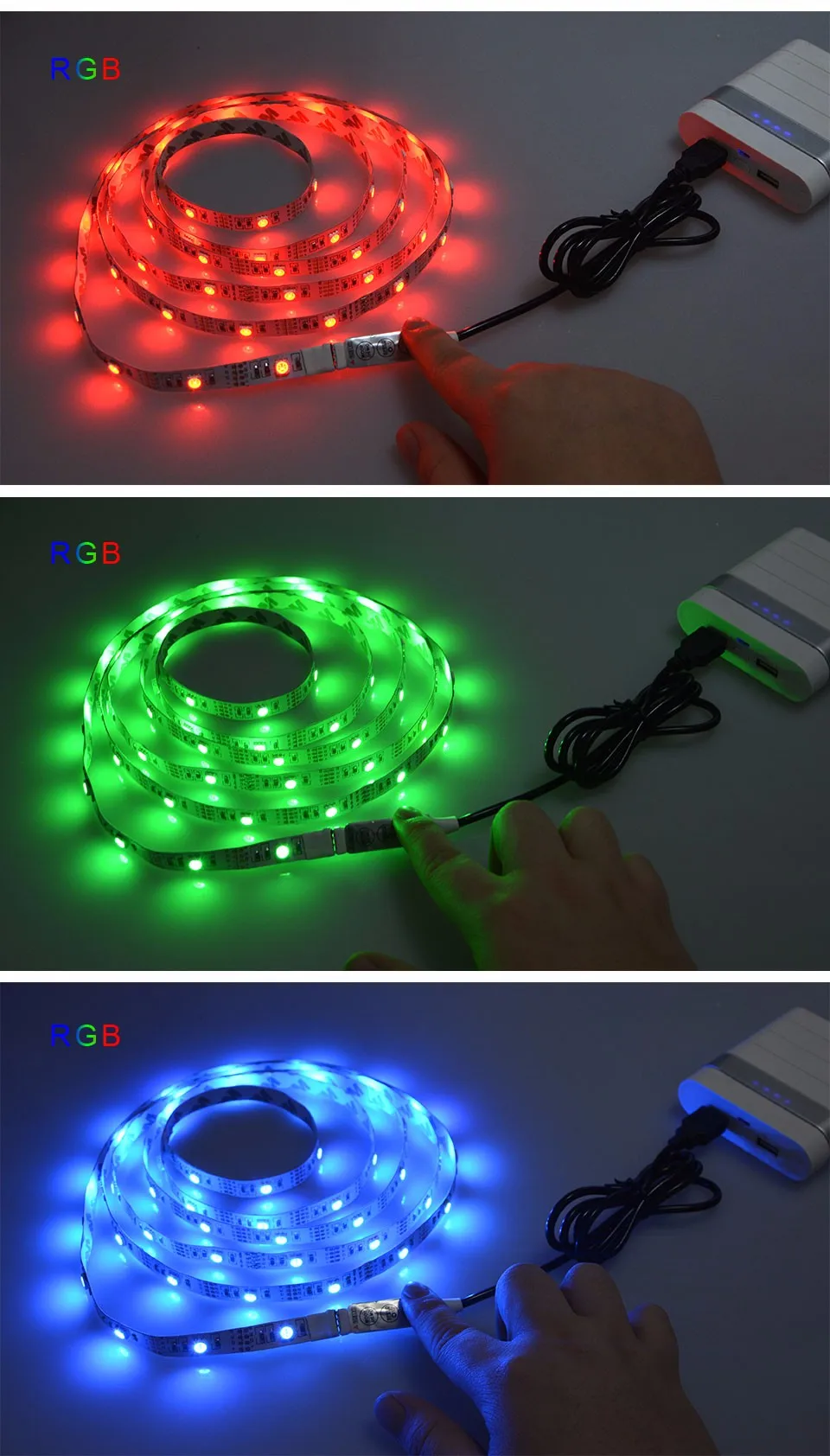 1 шт. SMD 3528/5050 DC 5 В USB источник питания Декор RGB Светодиодная лента светильник лента 50 см 1 м 2 м лента белый/теплый белый/RGB