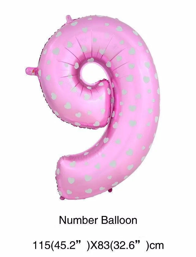 40 дюймов номер фольга шарики Свадебные украшения день рождения сердце цифра надувной гелий количество балоны товары для праздника - Цвет: Pink 9