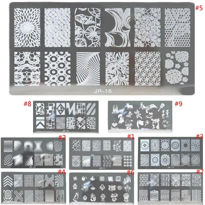 Горячая мода полосы дизайн рисунок для нейл-арта штамп, пластины для стемпинга маникюр шаблон DIY трафарет для маникюра инструменты для ногтей SJ66