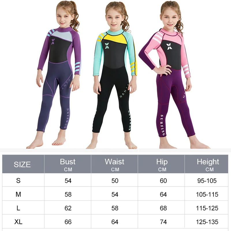 DIVE&SAIL 2.5MM Children One Piece Long Sleeves Diving Wetsuits Neoprene Diving Suits Boys Girls UV Protection Swimsuit Swimwear (19)