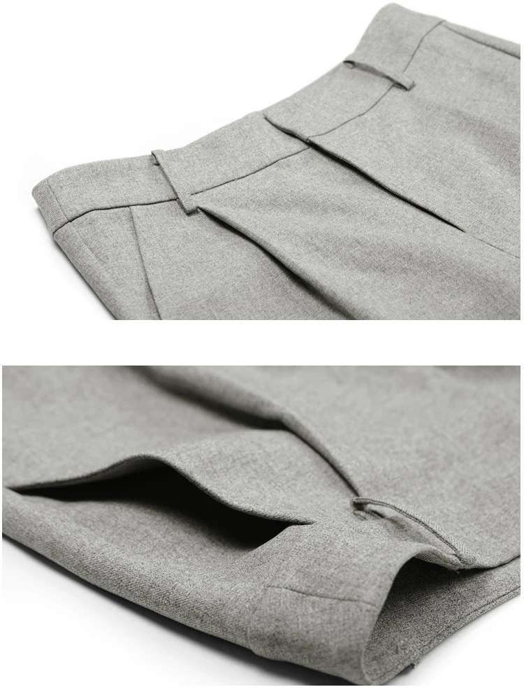 Samstree/серые однотонные прямые брюки в минималистическом стиле для женщин, простые свободные повседневные офисные женские брюки на молнии