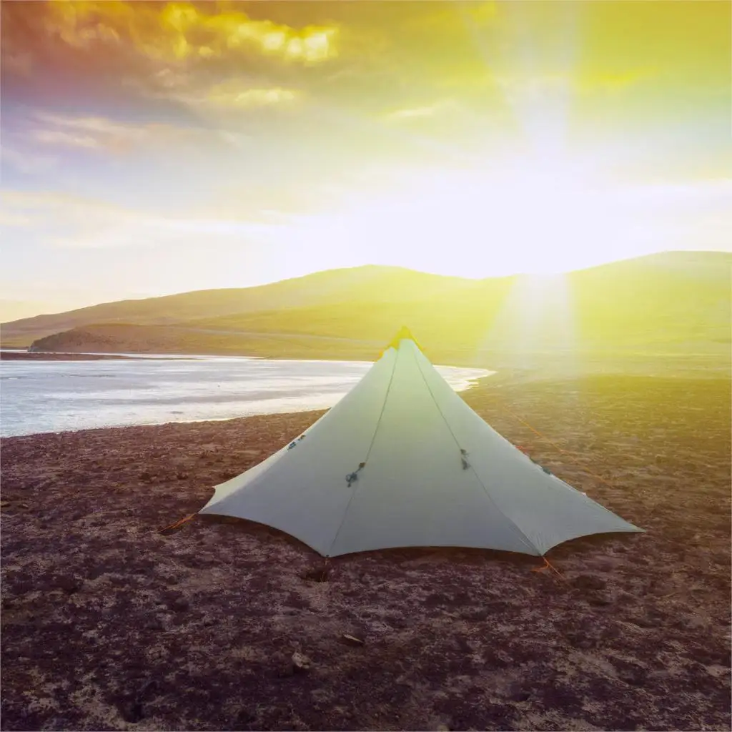 

Ultralight 860g Camping Tent 3-4 Person Outdoor 20D Nylon Both Sides Silicon Coating Rodless Pyramid Large Tent Camping 4 Season