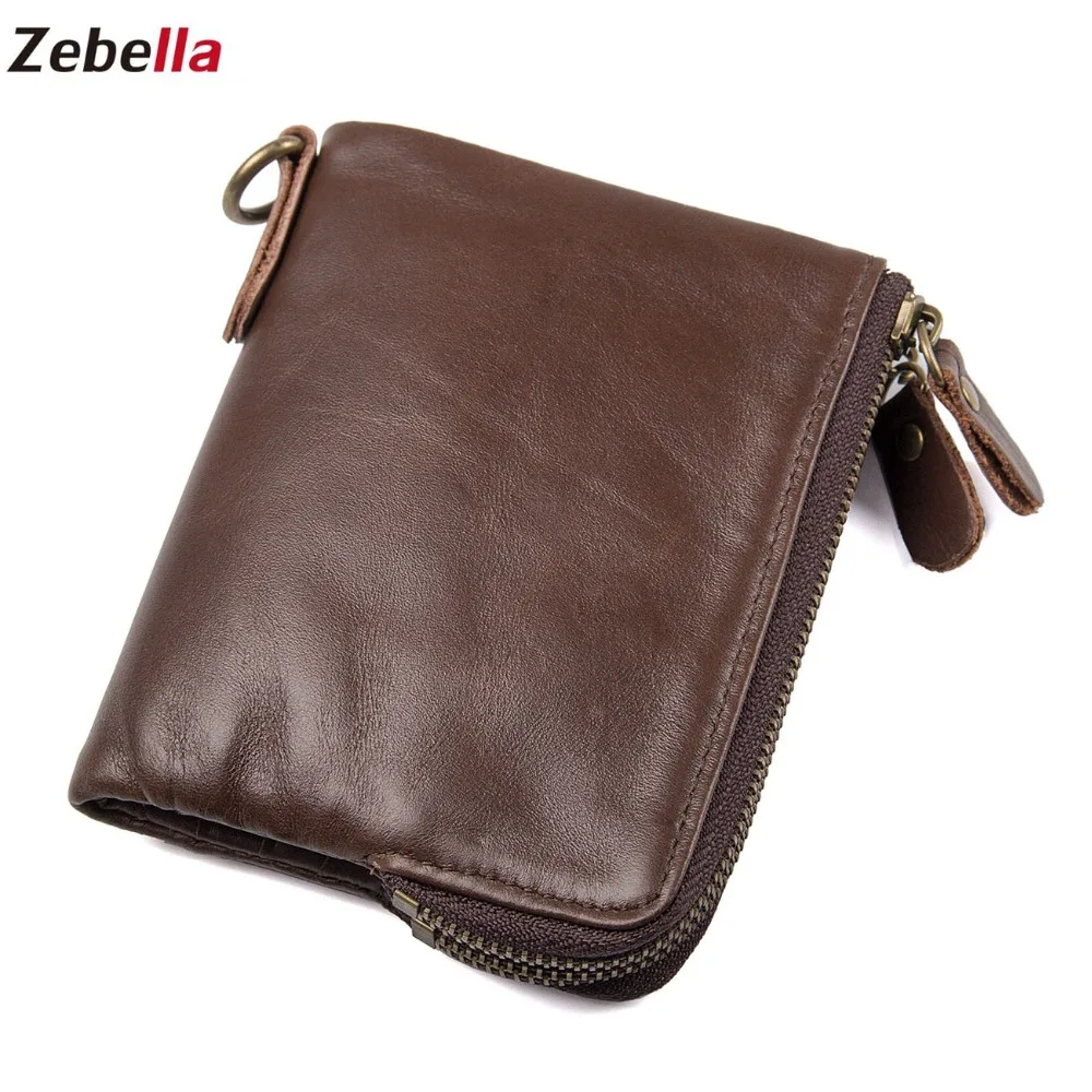 

Zebella Genuine Cow Leather Men Wallet Fashion Coin Pocket Mini Male Women Credit Card Michaeled Wallet For Gift Mochila