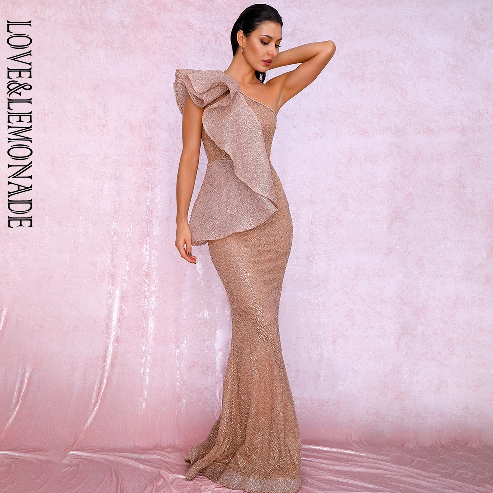 LOVE&LEMONADE Sexy One Shoulder Ruffled Stitch