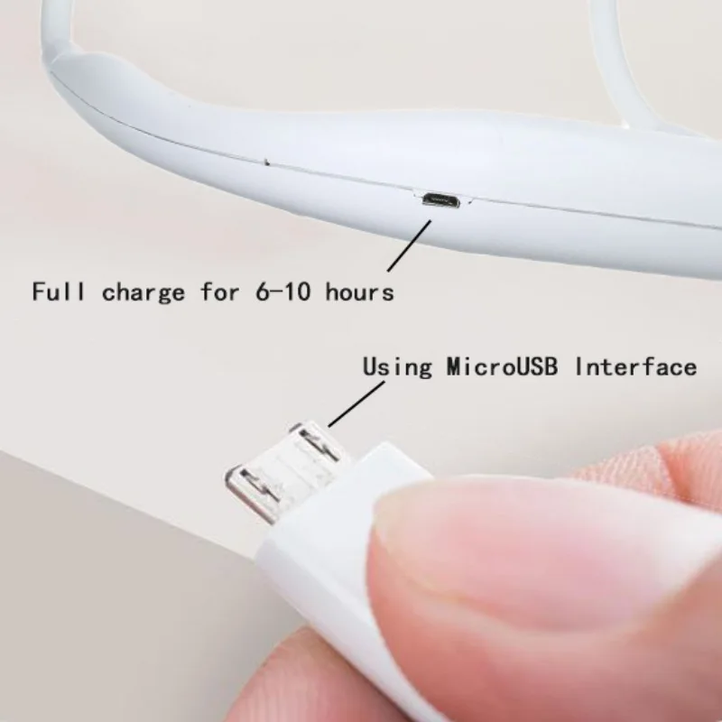 USB Rechargeable Wearable Hand Free Neckband Fan Personal Neck Double Fans 3 Speed Adjustable