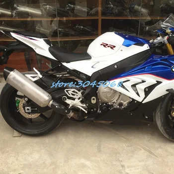 

Laser Marking Motorcycle Muffler Exhaust Full Stystem Middle Link Pipe With Carbon Fiber Cover For BMW S1000RR S1000 2015 2016