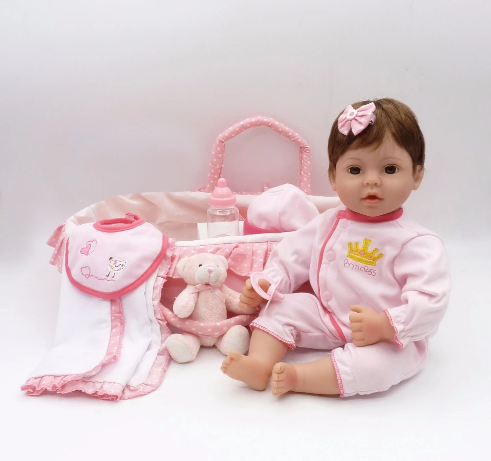 Poupees De Luxe En Silicone Pour Bebe Fille 17 41cm Ensemble De Luxe Maison De Jeu Jouets Avec Panier De Couchage Cadeau De Noel Pour Enfant Aliexpress