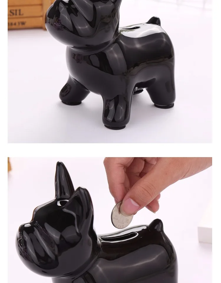 European Ceramic Crafts Bulldog Piggy Bank Home Decor Cute Piggy Bank Ornaments Creative Bulldog Money Box