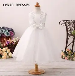 ТРАПЕЦИЕВИДНОЕ белое платье без рукавов с цветочным узором для девочек, платья длиной до пола вечерние и свадьбу, платья для первого