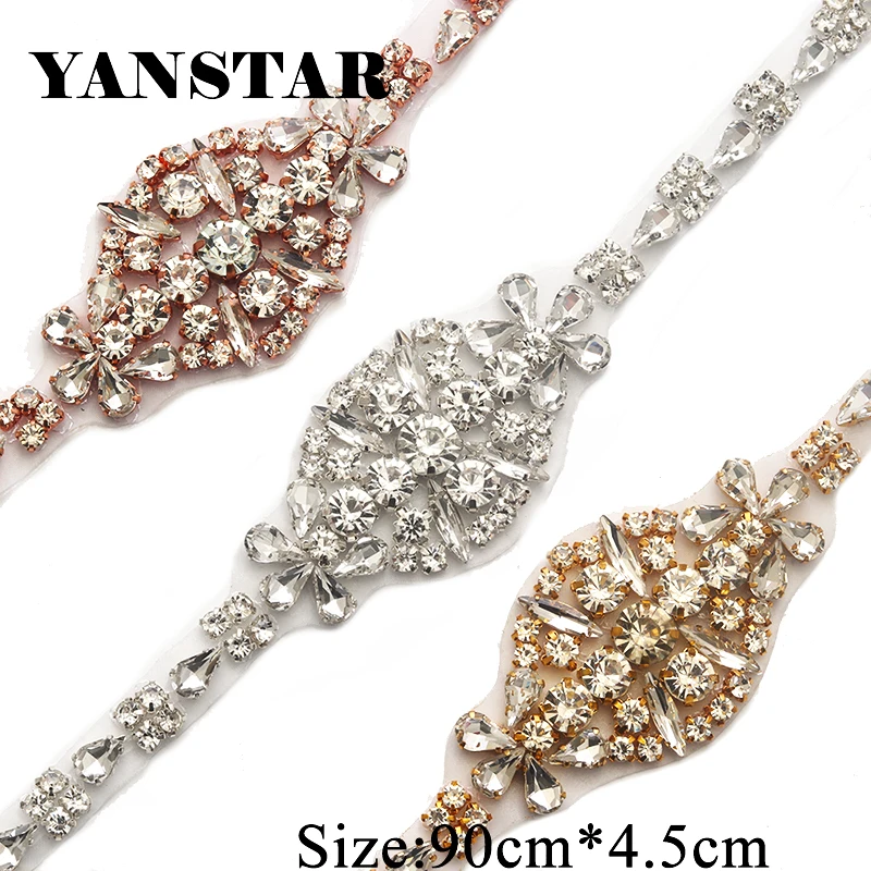 YANSTAR 10PCS Wholesale Bridal Gown Belts Rhinestone Appliques Sew On Sash Accessory YS895 | Дом и сад