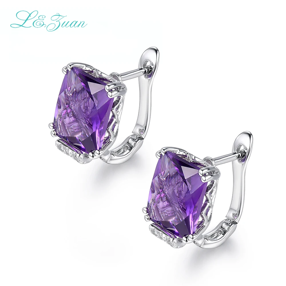 Женские серьги Клипсы из серебра 925 пробы с аметистом|clip earrings|earrings 925earrings for |