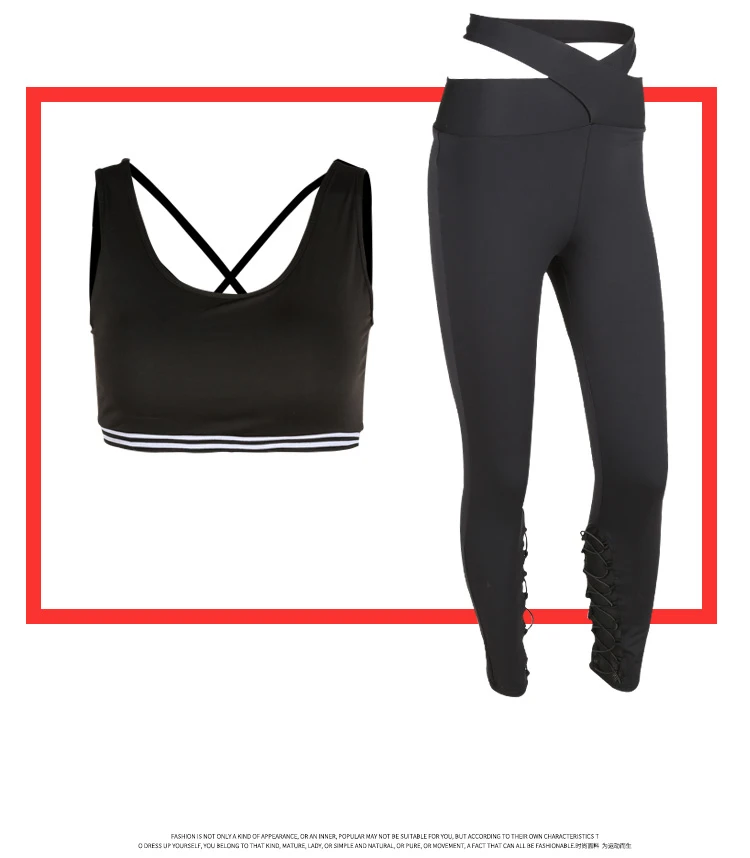 Комплект из 2 частей бюстгальтер и Штаны Для женщин Йога набор Фитнес Запуск Леггинсы Спортивная одежда сзади крест колготки одежда эластичные дышащие