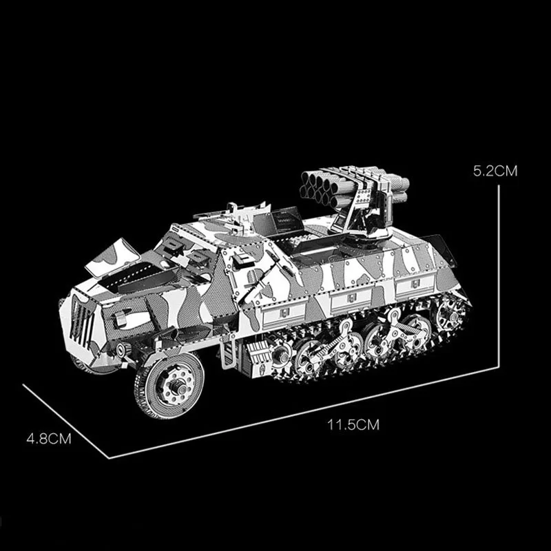 3D DIY металлическая головоломка из нержавеющей стали в Военном Стиле бронированный автомобиль/дорожное строительство стереоскопическая Сборная модель головоломки детские игрушки - Цвет: Rocket Launcher ZX