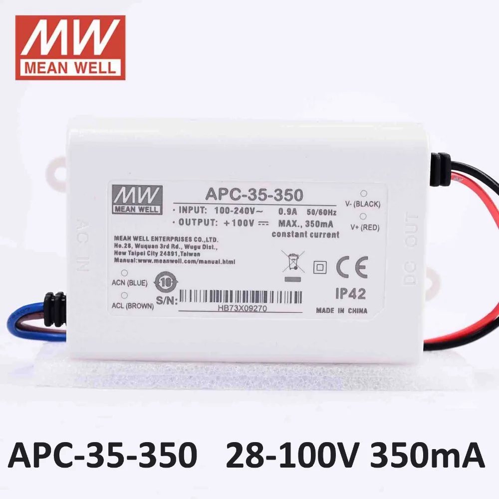 блок питания регулируемый Оригинал Meanwell LED driver APC 35 350 один выход Вт 28 ~ 100 В 350mA Mean well