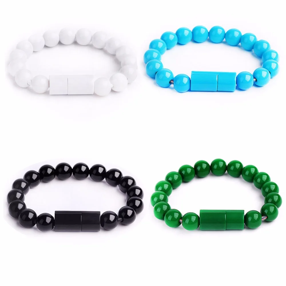 

Micro USB2.0 Creatively USB Data Sync Charging Cable Bead Bracelet Charger Pure Color For IPhone Android 8pin Type C for Samsung
