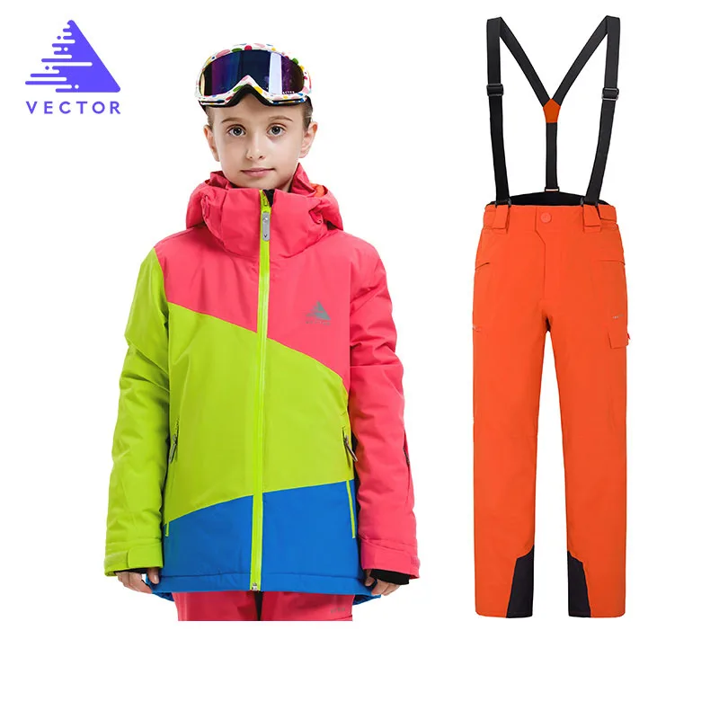 Термальный детский лыжный костюм лыжная куртка для мальчиков и девочек, комплект со штанами, водонепроницаемая зимняя куртка для мальчиков, лыжная и Сноубордическая куртка - Цвет: Girls3
