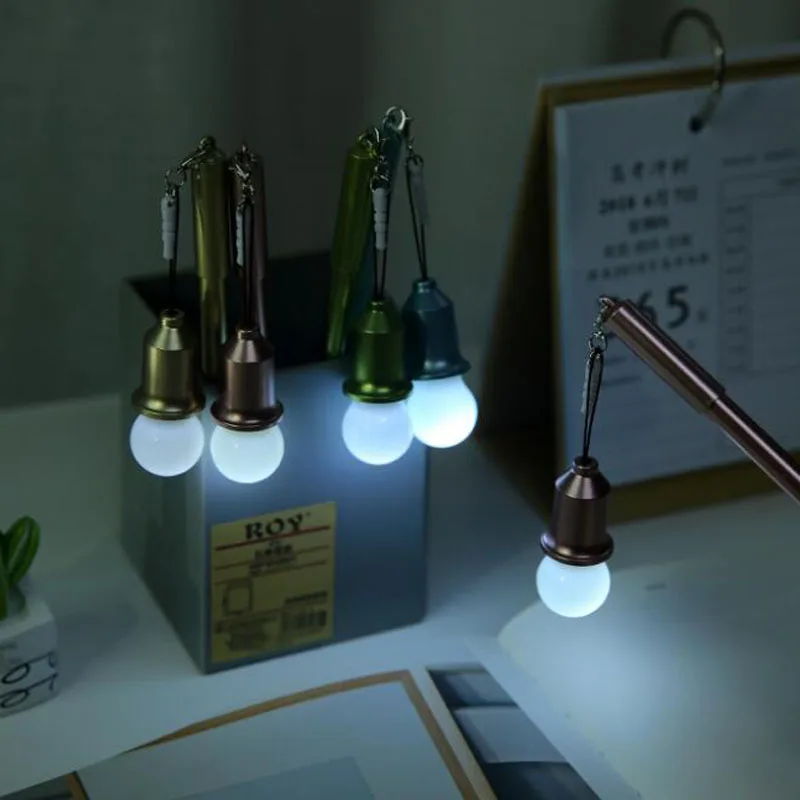 

Creative Light Bulb Gel Pen Student Cute Multifunctional Pen Pendant Imitation Metal Color Black Pen School Supplies Stationery