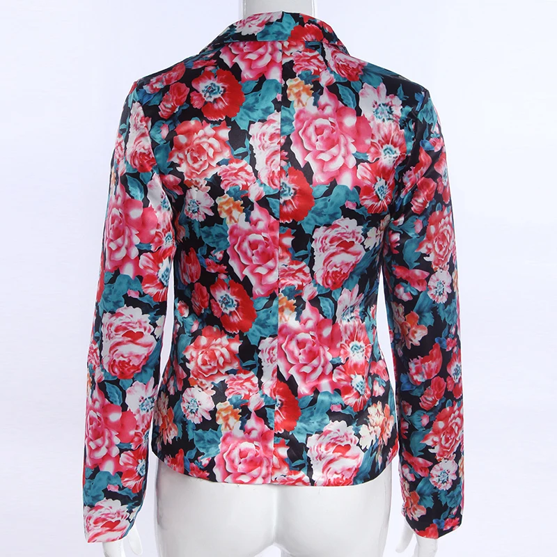 Womens Floral Long Sleeve Coat V Neck Short Outwear Overcoat Jacket Casual Party