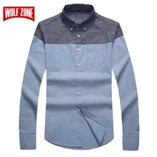 Модная мужская рубашка в деловом стиле, Повседневная брендовая одежда с длинным рукавом и воротником-стойкой, мужские рубашки из чистого хлопка с узким рисунком