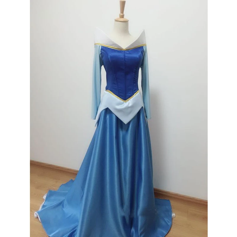 

Sleeping Beauty Aurora Blue Satin Princess Dress Cosplay Costume Women's Halloween Carnival Party Costume Custom