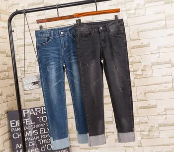 

2020 spring summer Jeans for woman Plus size 5XL Stretch High Waist Nine Pants women vintage Skinny Denim Pants Women