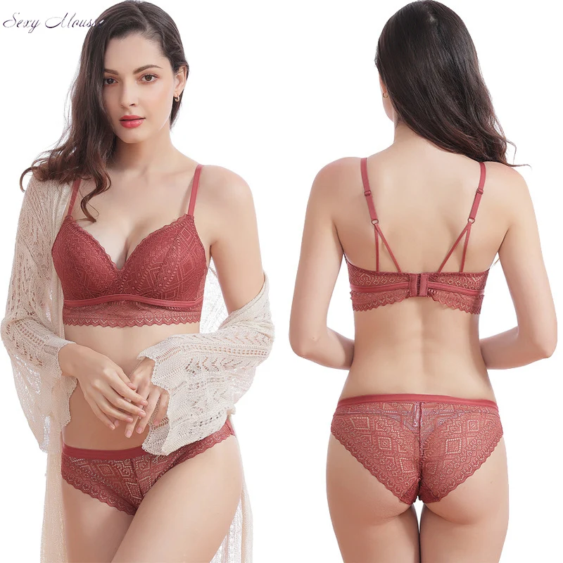 

sexy mousse bra and panties sets lace women lingerie push up wire-free big size young girl comfortable new arrival