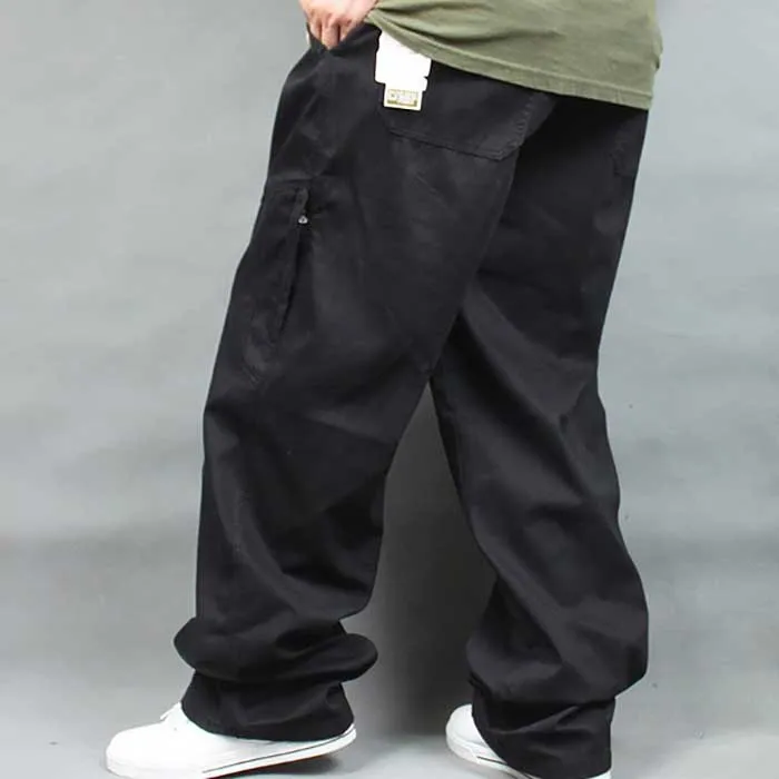 Мужские брюки-карго размера плюс, повседневные хлопковые брюки в стиле хип-хоп для бега, Свободные мешковатые с карманами, мужская одежда на весну и лето
