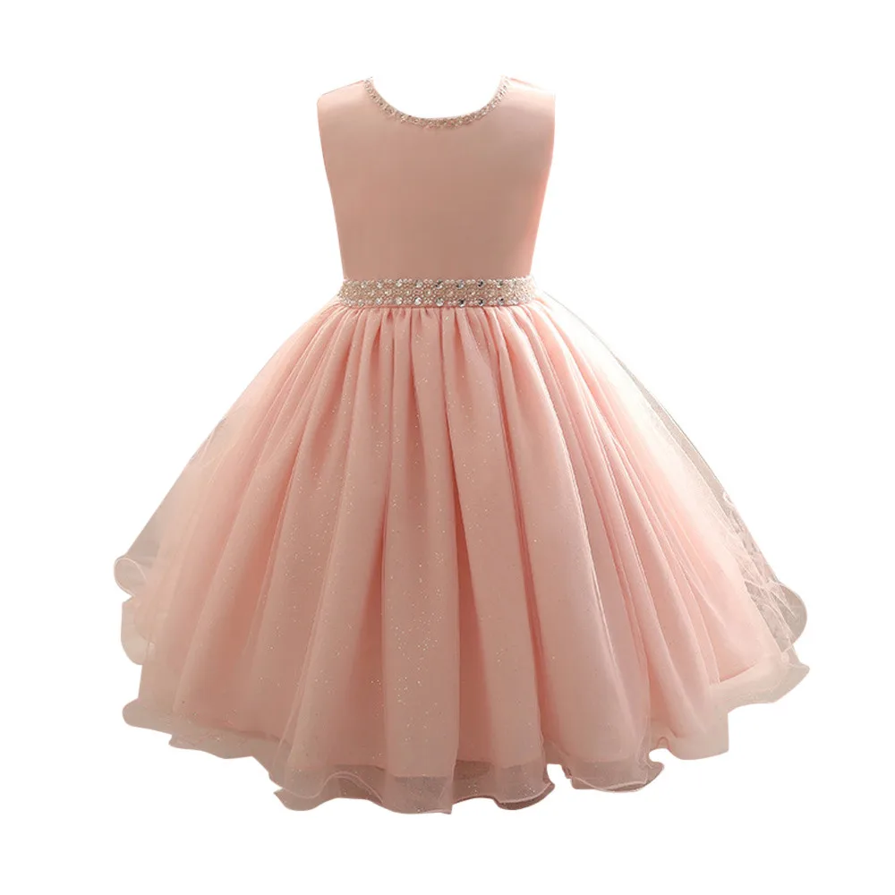

ARLONEET Girls Dresses For Party And Wedding Spring New Fashion Clothes Girls Sleeveless Beaded Fluffy Mesh Princess Dress Gown
