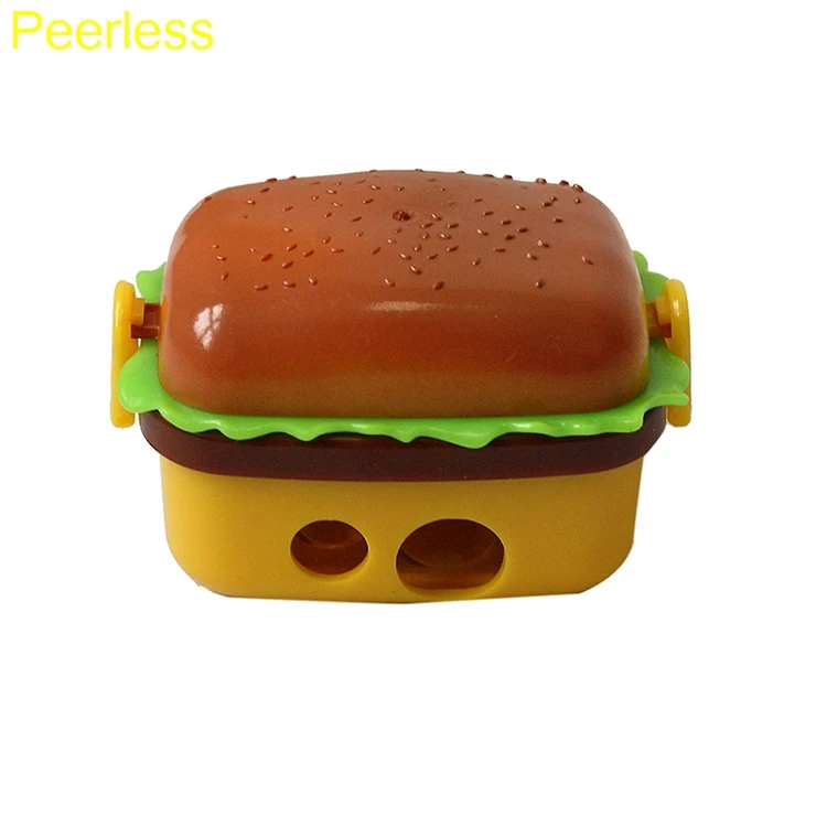 Peerless, двойная дыра, Kawaii, милая забавная точилка для карандашей с гамбургером, детский школьный нож для карандашей, канцелярские принадлежности